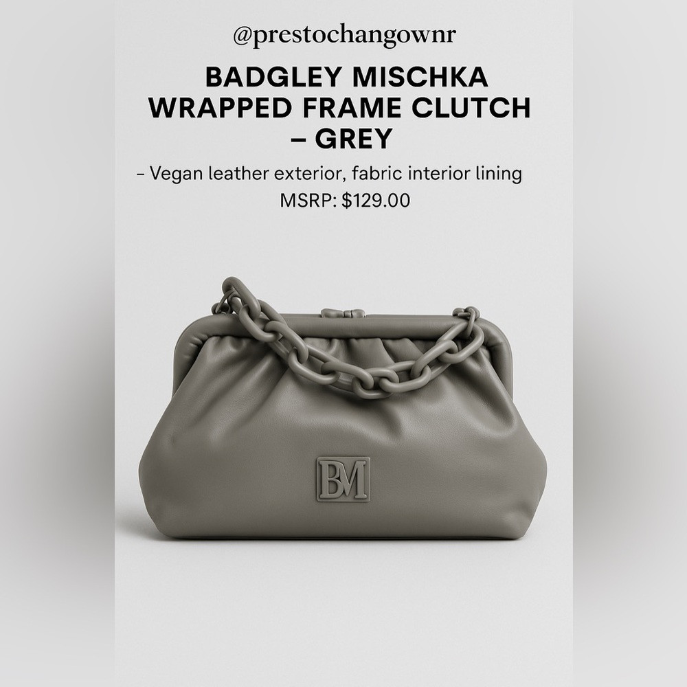 Badgley Mischka Wrapped Frame Clutch – Grey